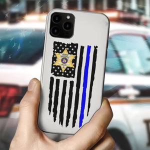 Personalized US Police Badge Police Officer US Flag Blue Line Phonecase Printed QTVQ241908