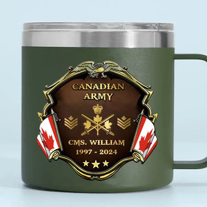 Personalized Canadian Army Veteran Rank Gold & Service Time Coffee Cup 2D Printed AHHN241815