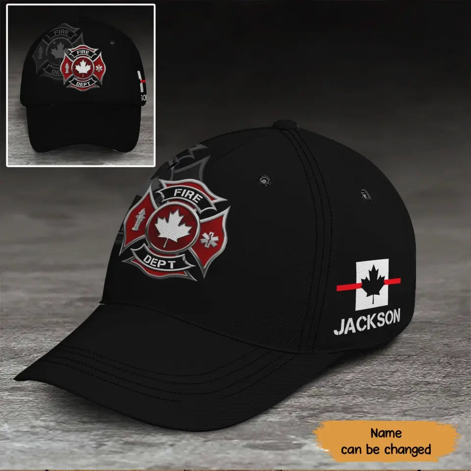 Personalized Canadian Firefighter ID Number Firefighter Logo Cap 3D Printed QTKH241914