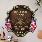 Personalized British Army Veteran Rank Gold Custom Name & Time Wooden Sign Printed AHVA241910