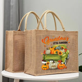 Personalized Grandma's Little Pumpkins & Kid Names Jute Tote Bag Printed VQ241923