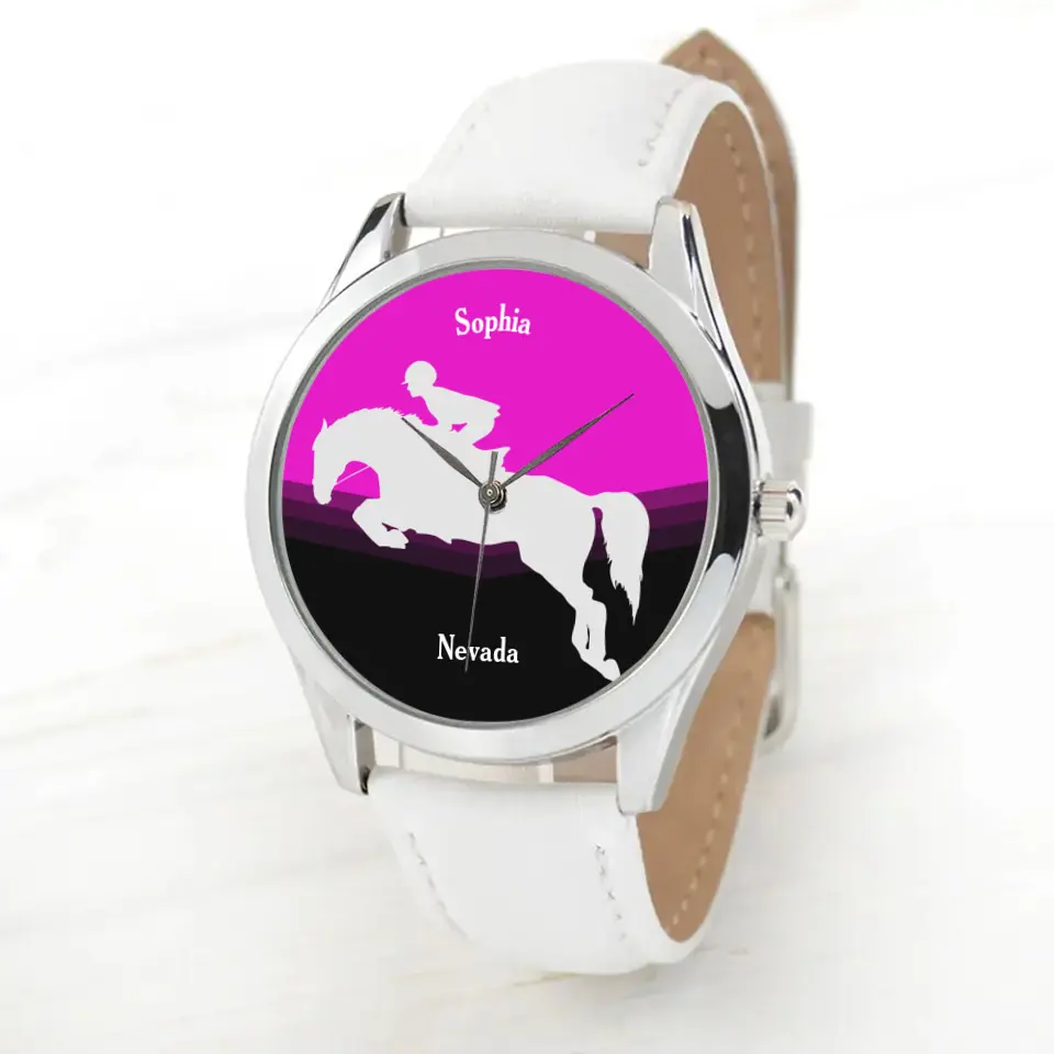 Personalized Horse Riding Horse Girl Custom Name Horse Lovers Gift Watch Leather Band Printed KVH241928