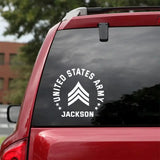 Personalized US Veteran/Soldier Rank Car Decal Printed