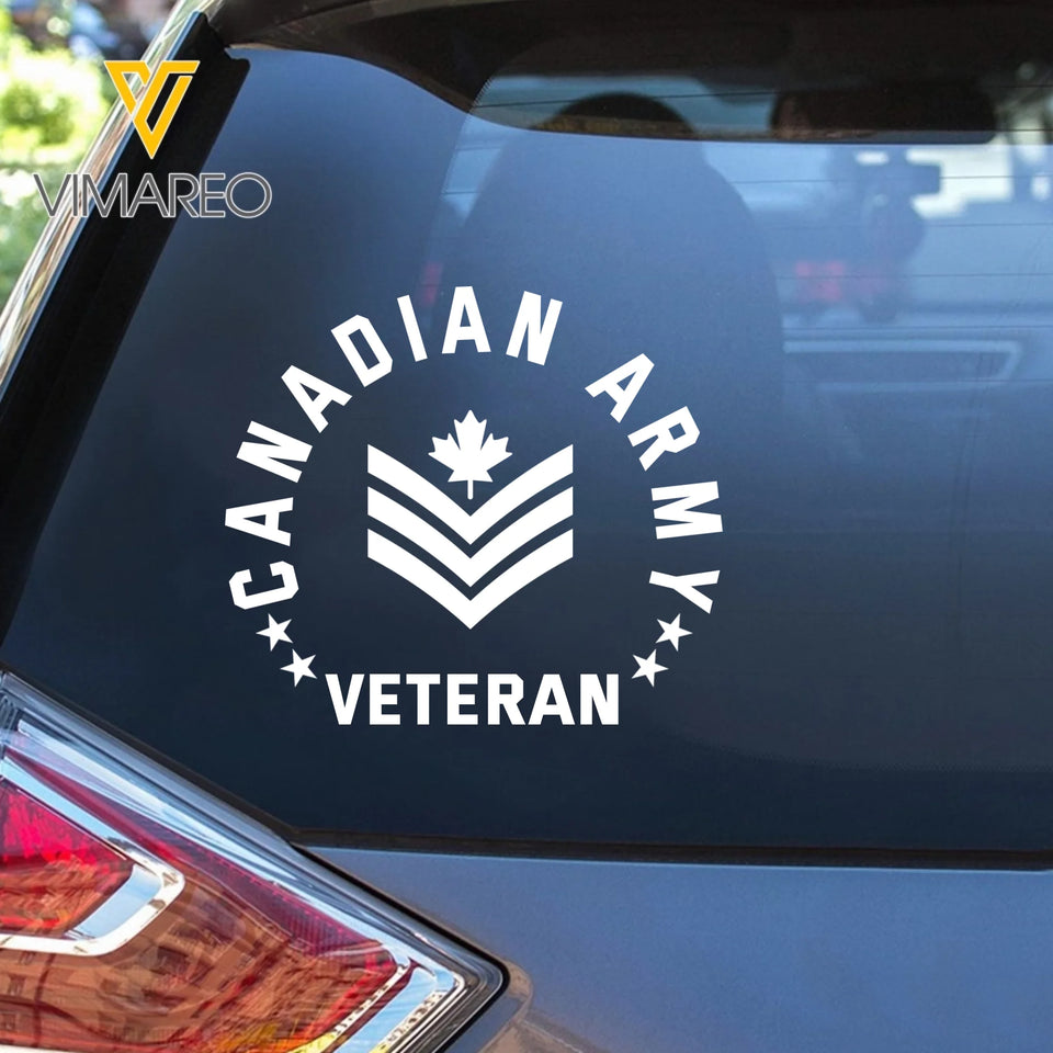 Personalized Canadian Veteran/Soldier Rank Car Decal Printed