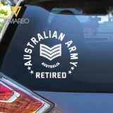 Personalized Australia Veteran/Soldier Rank Car Decal Printed