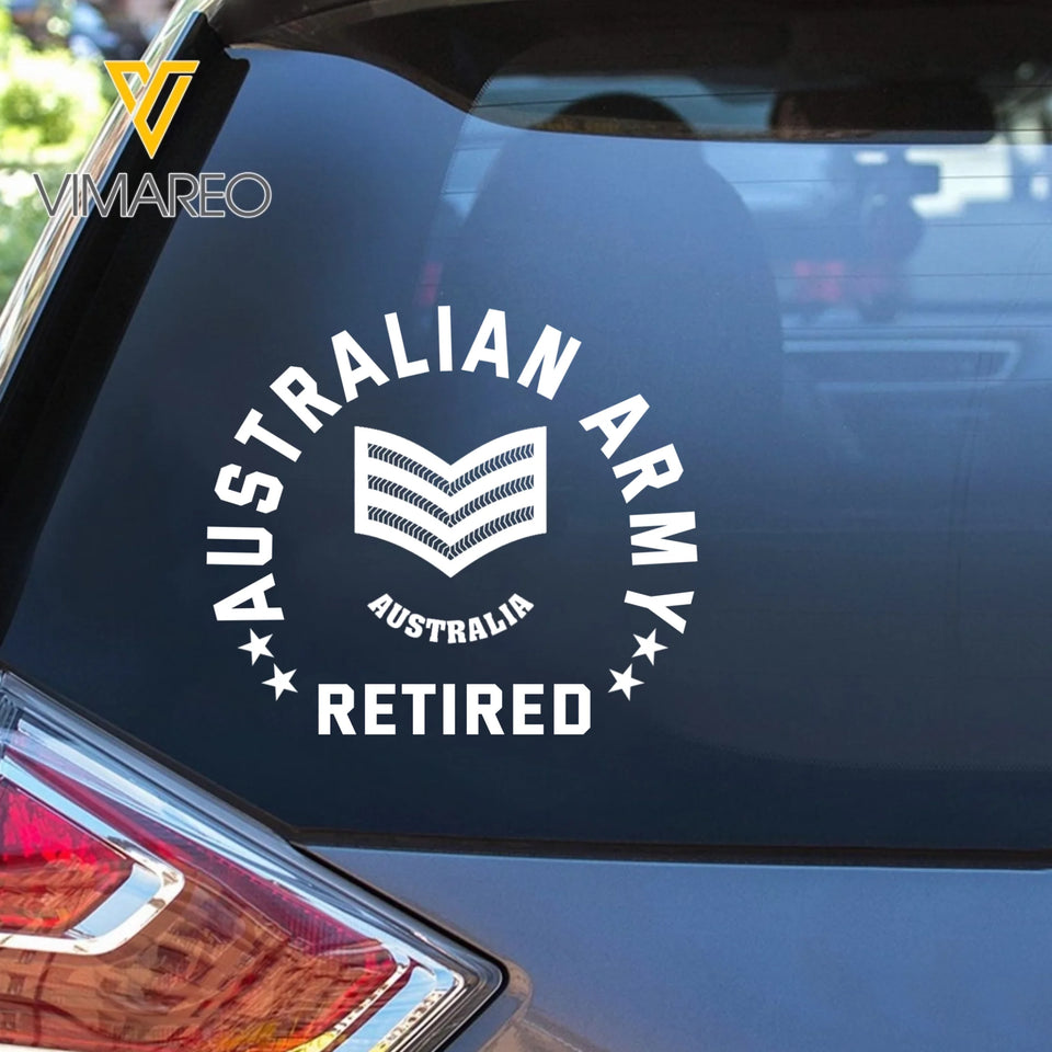 Personalized Australia Veteran/Soldier Rank Car Decal Printed
