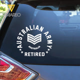 Personalized Australia Veteran/Soldier Rank Car Decal Printed