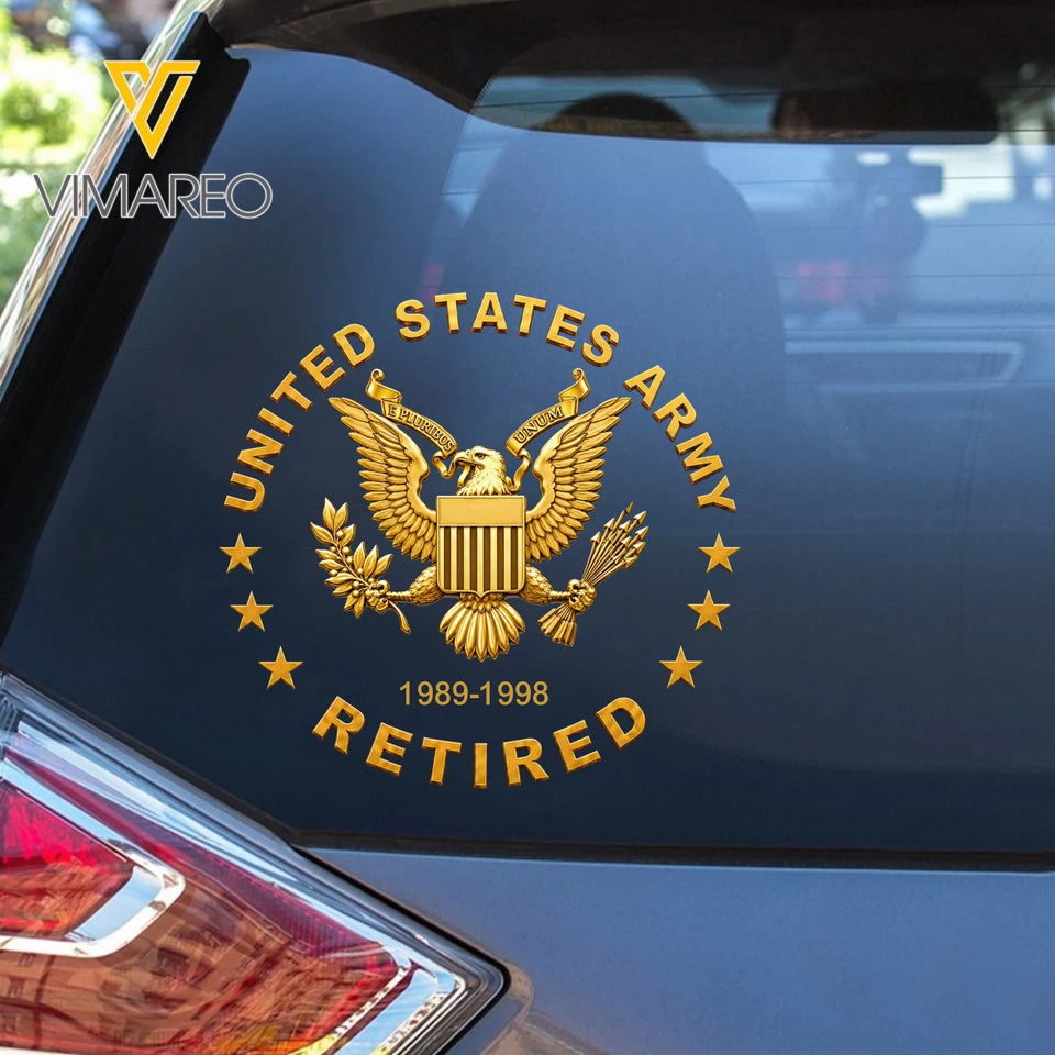 Personalized US Military Retired Logo Car Decal Printed