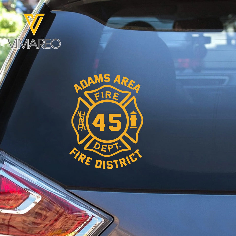 Personalized US  Firefighter Custom Name Department & ID Car Decal Printed