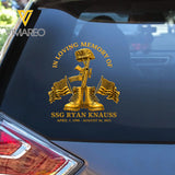 Personalized US Army In Loving Memory Of Custom Rank & Time Car Decal Printed
