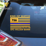 Personalized US Police End Of Watch Custom Name Department & ID Car Decal Printed