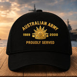 Personalized Australian Army Retired Custom Served Times Black Cap 2D Printed