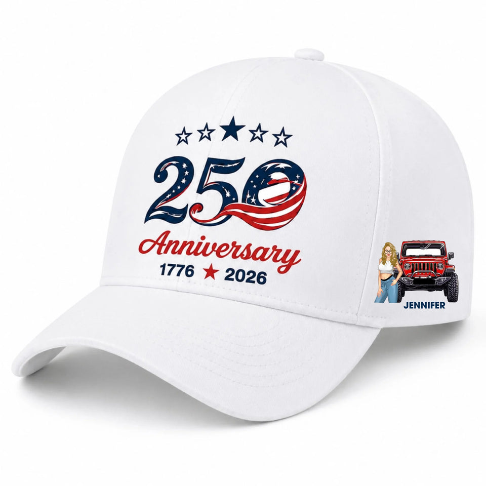 Personalized America 250th Anniversary Custom Jeep Girl Cap 3D Printed