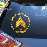 Personalized US Military Veteran Custom Logo & Name Rank Car Decal Printed