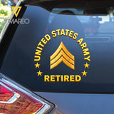 Personalized US Military Retired Custom Rank Car Decal Printed