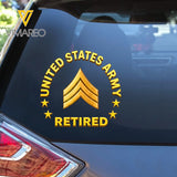Personalized US Military Retired Custom Rank Car Decal Printed