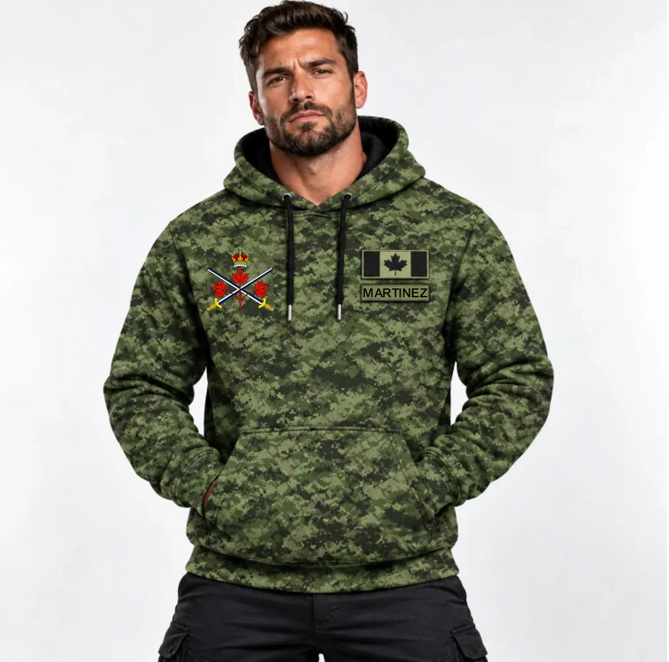 Personalized Canadian Soldier Camo Custom Branch Logo & Name Hoodie 3D Printed