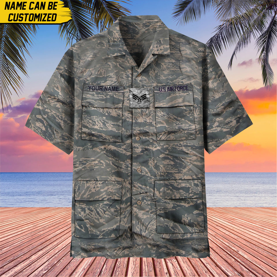 Personalized US Veteran Camo Branch Logo Custom Ranks Name & Years Hawaii Shirt Printed 0704