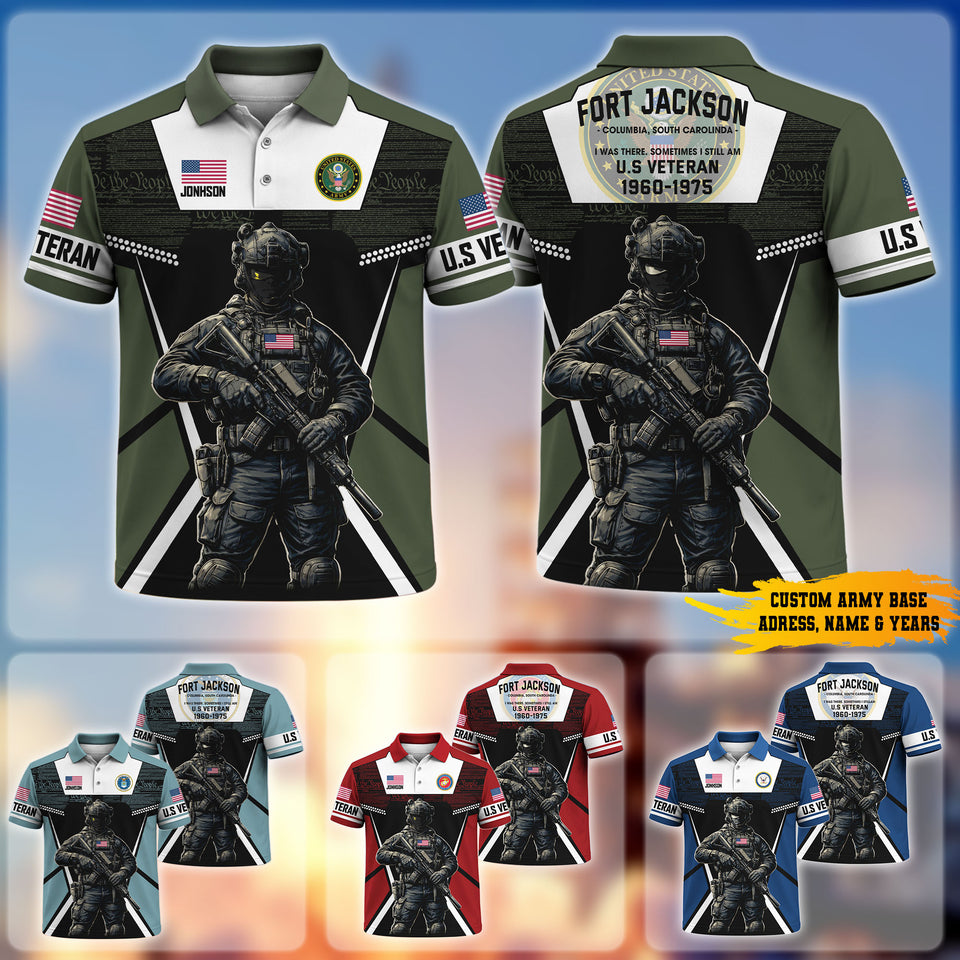 Premium Personalized US Veteran Soldier Art Polo Shirt 301042601, Gifts For US Veterans, Gifts For Independence Day Veteran Day