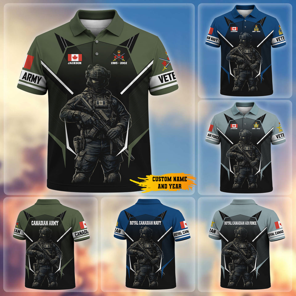 Premium Personalized Canadian Veteran Soldier Art Polo Shirt 31032602, Gifts For Canadian Veterans, Gifts For Independence Day