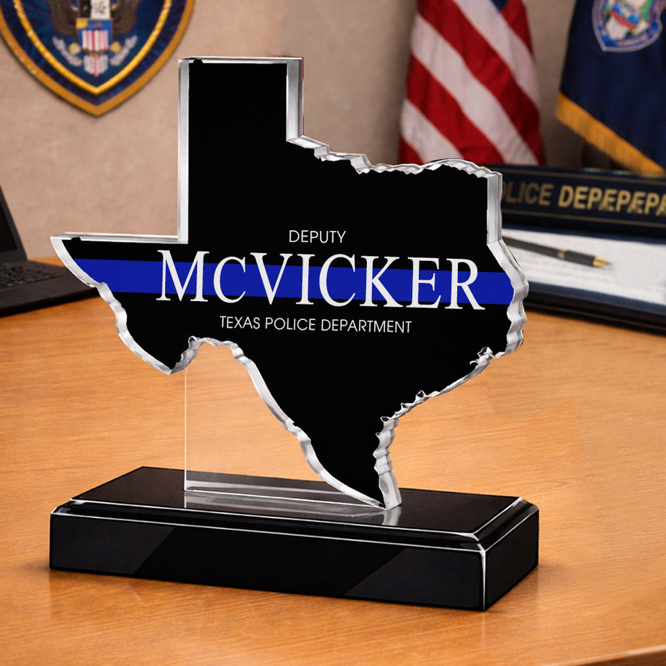 Premium Personalized Blue Thin Line Acrylic Plaque 1504 Gifts For Officers, Gifts For Cops