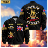 Personalized UK United Kingdom Veteran Bomber Jacket Printed