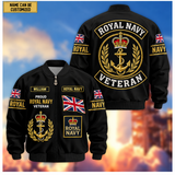 Personalized UK United Kingdom Veteran Bomber Jacket Printed