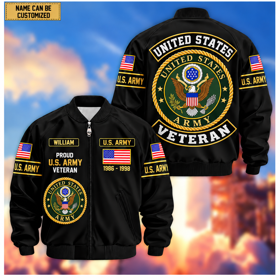 Personalized US Veteran Bomber Jacket Printed
