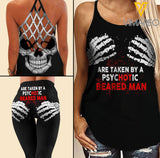TAKEN HOT BEARED MAN Criss-Cross Open Back Camisole Tank Top Legging TMT SKULL