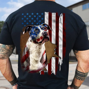 Personalized Upload Photo Dog American Flag Art Independence Tshirt Printed 23APR-HQ20