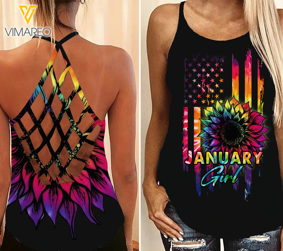 January Girl Criss-Cross Open Back Camisole Tank Top Legging HFJEY2