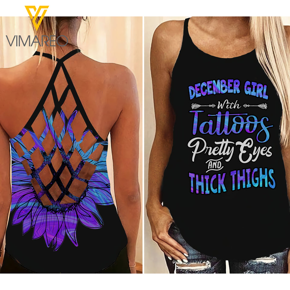 December Girl Criss-Cross Open Back Camisole Tank Top Legging GTPETT