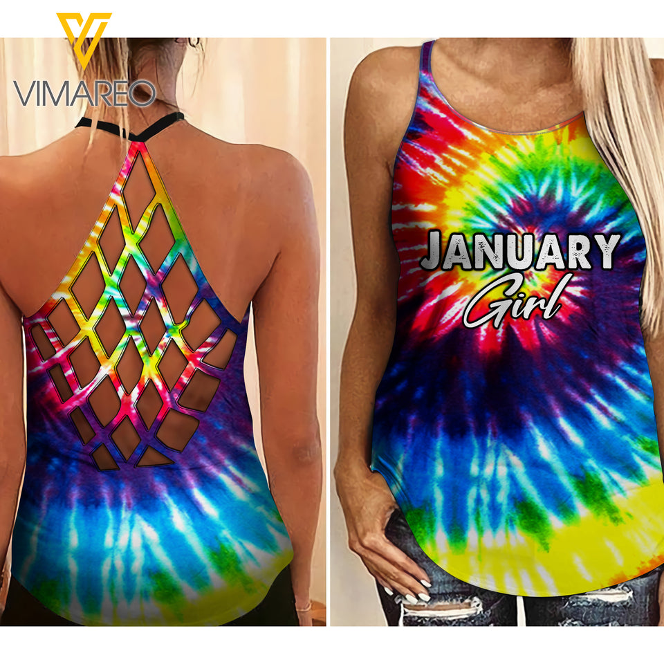 January Girl Criss-Cross Open Back Camisole Tank Top Legging TDWT