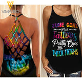 June Girl Criss-Cross Open Back Camisole Tank Top Legging TDTPT