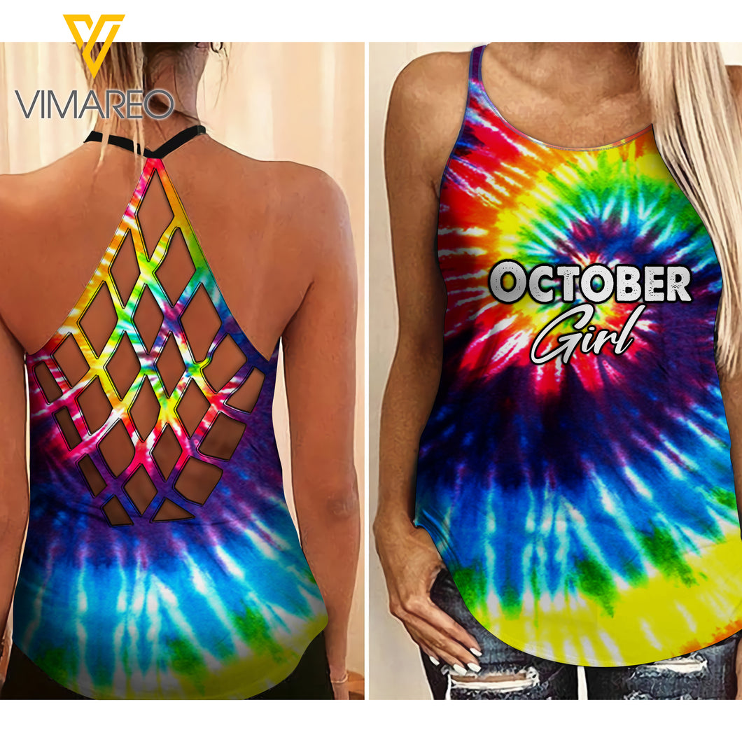 October Girl Criss-Cross Open Back Camisole Tank Top Legging TDWT