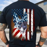 Personalized Upload Photo Dog American Flag Art Independence Tshirt Printed 23APR-HQ20