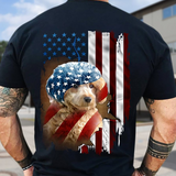 Personalized Upload Photo Dog American Flag Art Independence Tshirt Printed 23APR-HQ20