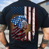 Personalized Upload Photo Dog American Flag Art Independence Tshirt Printed 23APR-HQ20