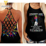 August girl personalized CRISS-CROSS OPEN BACK CAMISOLE TANK TOP