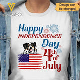 CUSTOMIZED DOG HAPPY INDEPENDENCE DAY WHITE TSHIRT TNDT1506