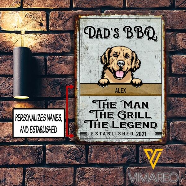 PERSONALIZED DOG DAD'S BBQ PRINTED METAL SIGN JUE-LN29