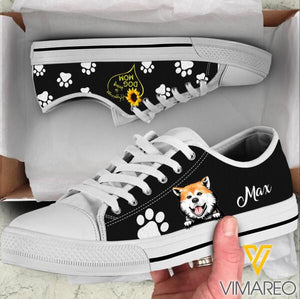 Happiness is being Dog mom personalized low top shoes