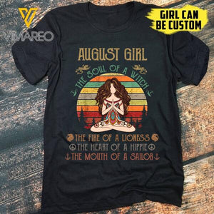 PERSONALIZED AUGUST YOGA GIRL TSHIRT TNMD0208