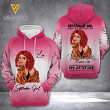 Personalized September Girl Hoodie Printed AUG-LN02