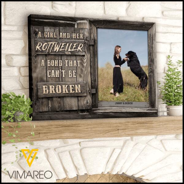 Custom Canvas Prints Personalized Gifts A Girl and Her Rottweiler A Bond Can't Be Broken Wall Art Decor