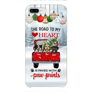 PERSONALIZED THE ROAD TO MY HEART PAWPRINTS DOG LOVER CHRISTMAS PHONECASE TNMA1810