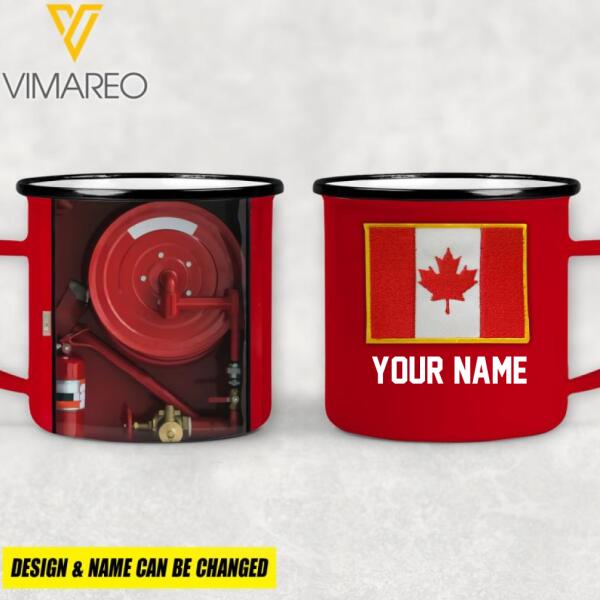 PERSONALIZED CANADIAN FIREFIGHTER STEEL MUG 12OZ 3D PRINTED OCT-MQ20