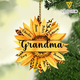 PERSONALIZED GRANDMA WITH KIDS SUNFLOWER HANGING ORNAMENT QTDT2810