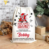 Personalized Firefighter Drawstring Santa Sacks Bag Printed NOV-MA03