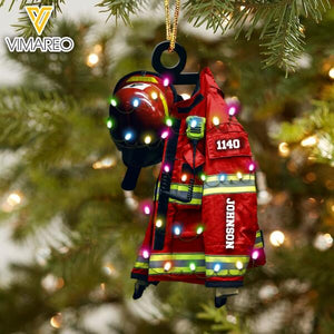 PERSONALIZED FIREFIGHTER UNIFORM CHRISTMAS ORNAMENT QTMA0511